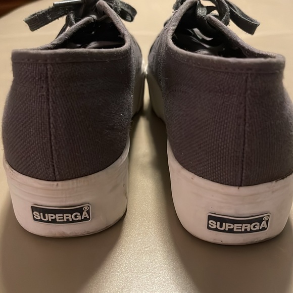 Charcoal gray platform SUPERGA canvas sneakers. Size 39 which is a women’s 8 - Picture 2 of 4
